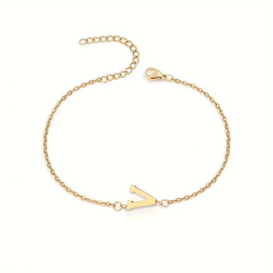 Aunna 1pc Letter Thin Chain Bracelet