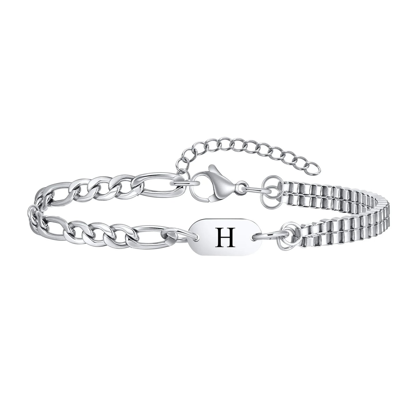 Aunna A-Z Initial 925 Silver Sterling Unisex Bracelets