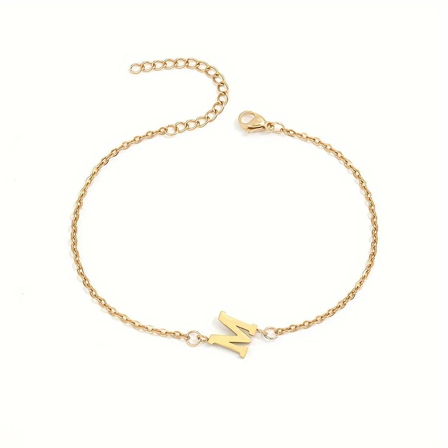 Aunna 1pc Letter Thin Chain Bracelet